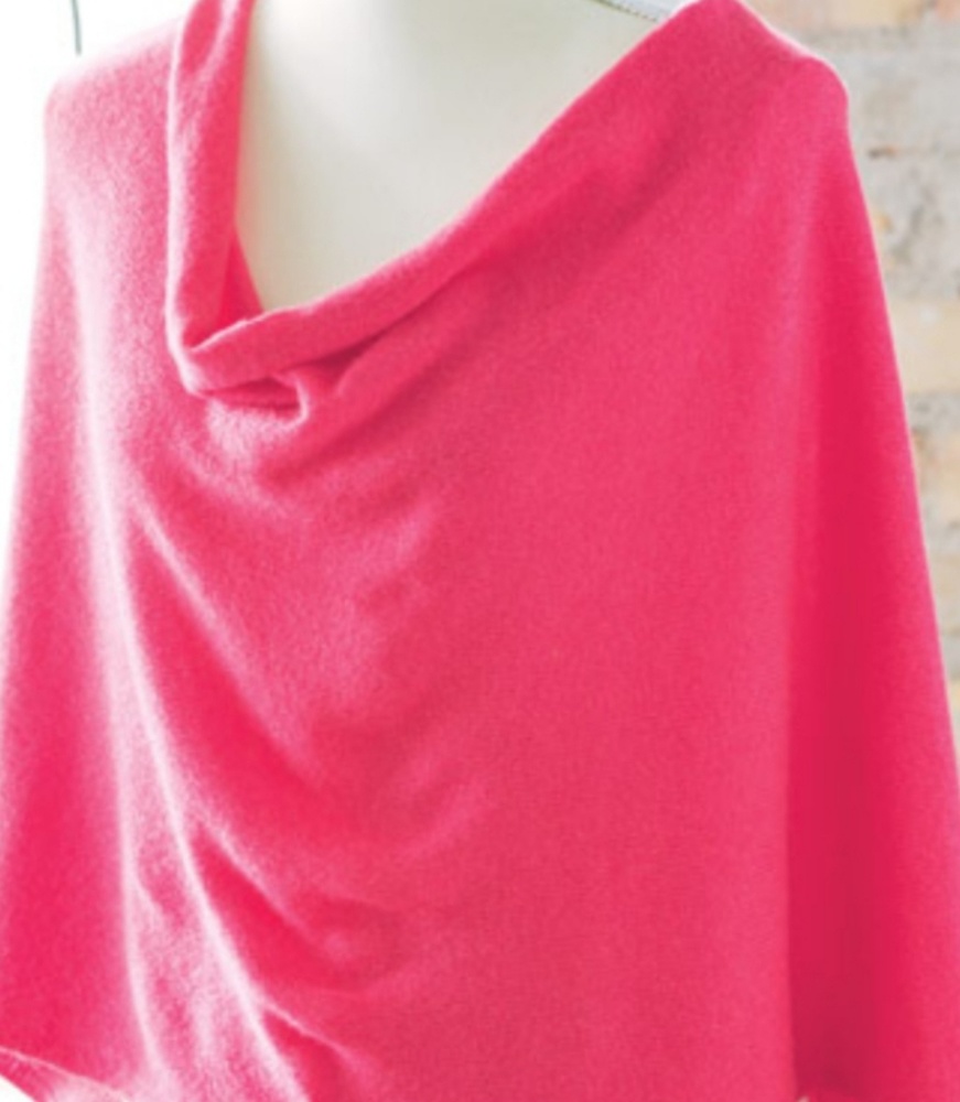 Bright pink 100% cashmere poncho